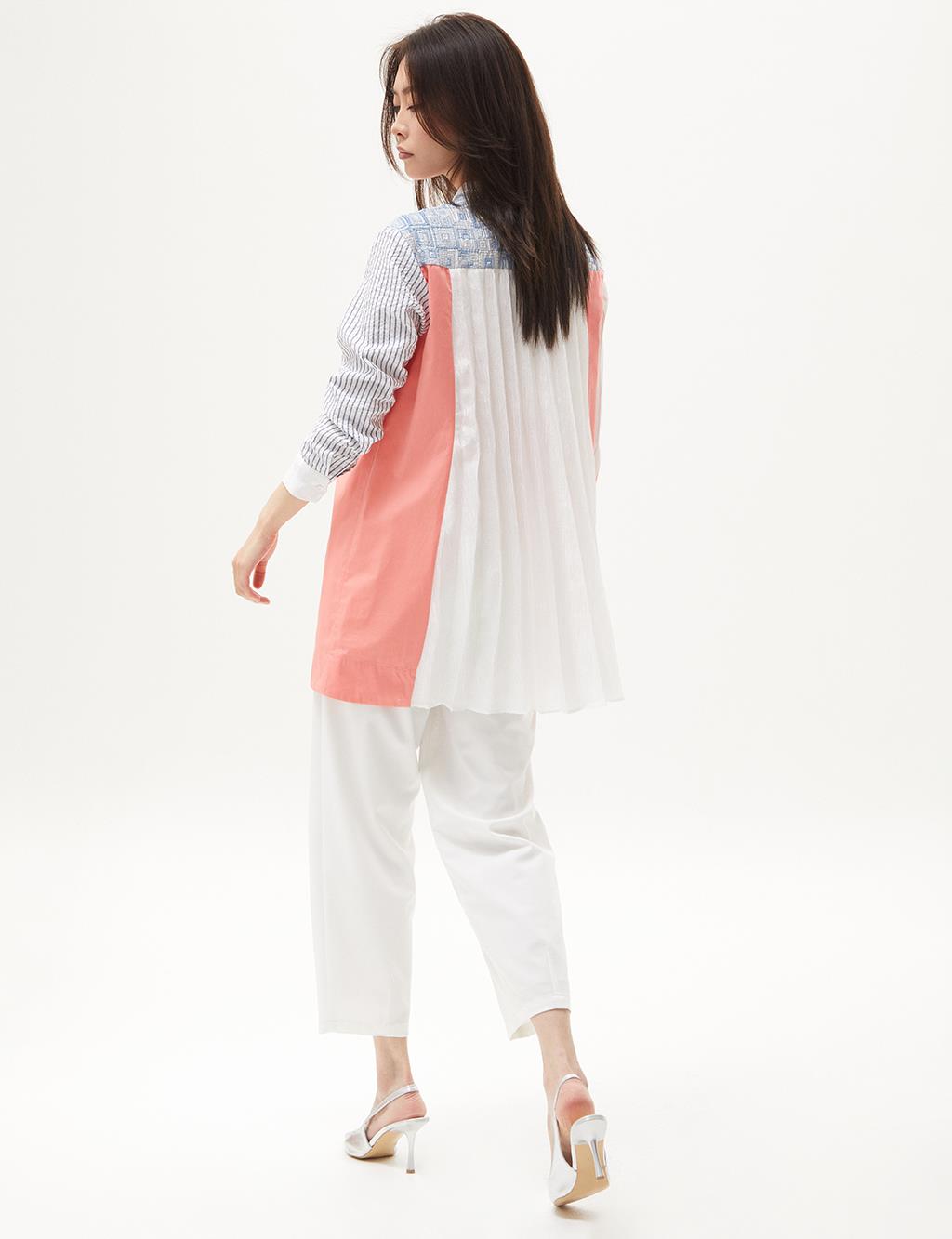 Pleated Back Panel Tunic Shell Pink