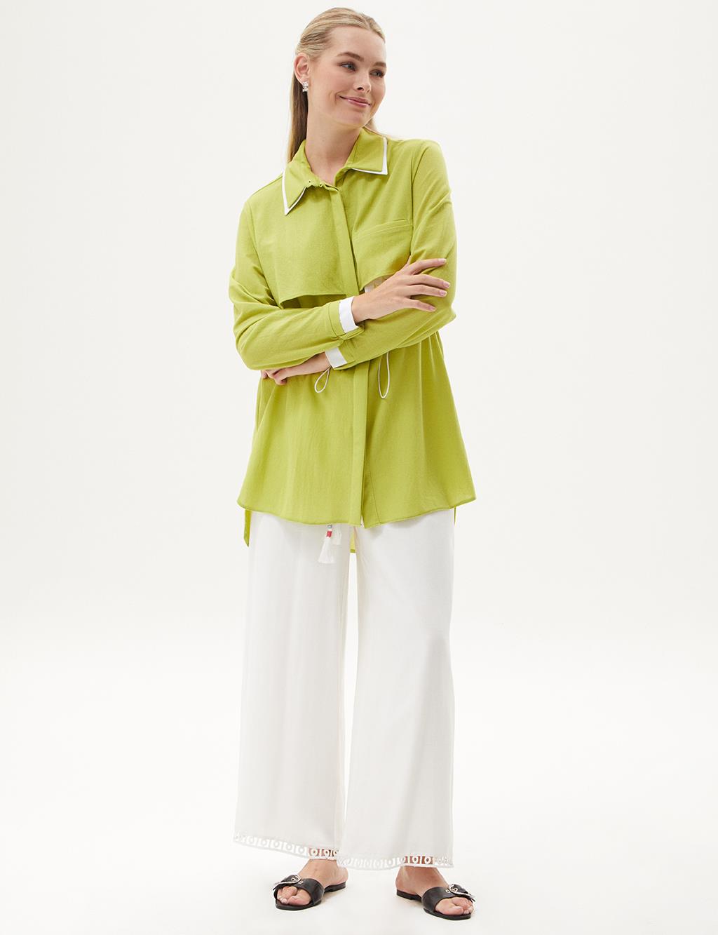 Embroidered Poplin Tunic Pistachio Green