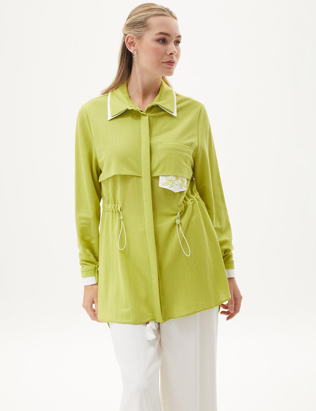 Embroidered Poplin Tunic Pistachio Green