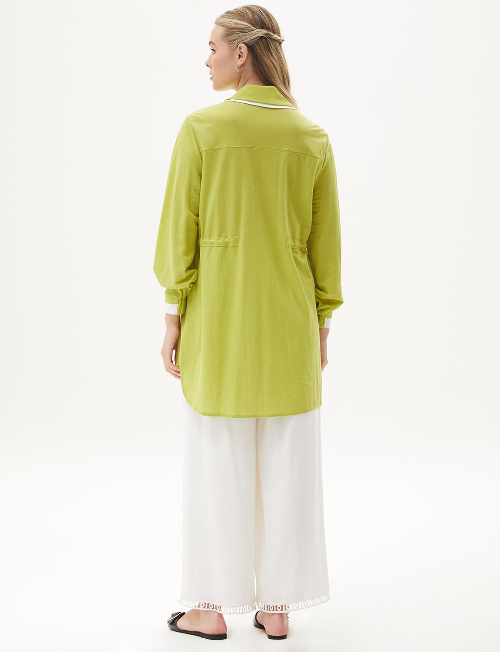 Embroidered Poplin Tunic Pistachio Green