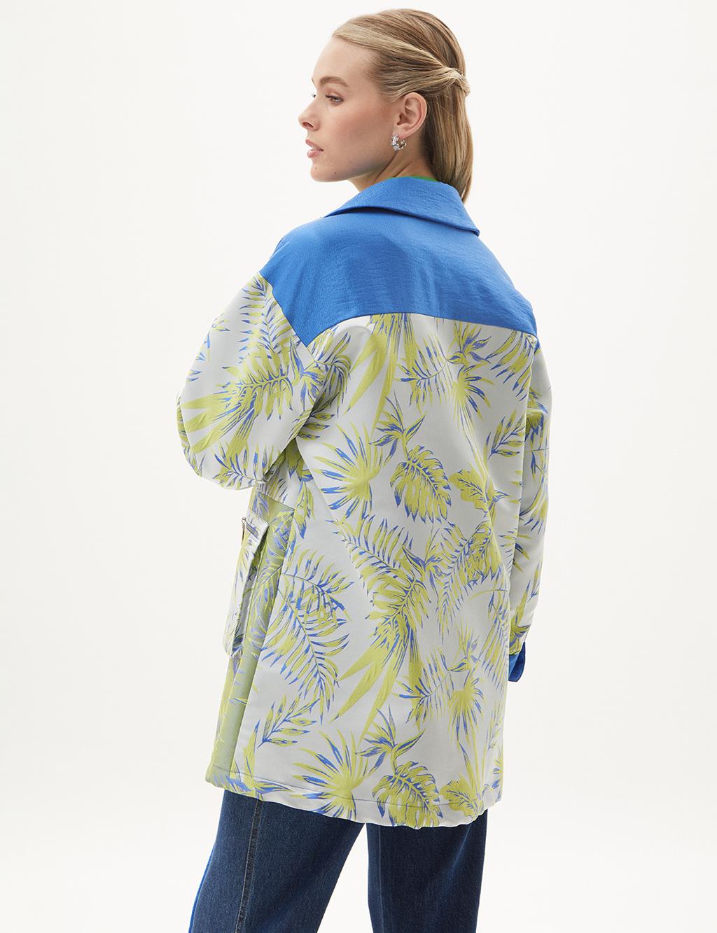 Floral Pattern Jacquard Jacket Pistachio Green