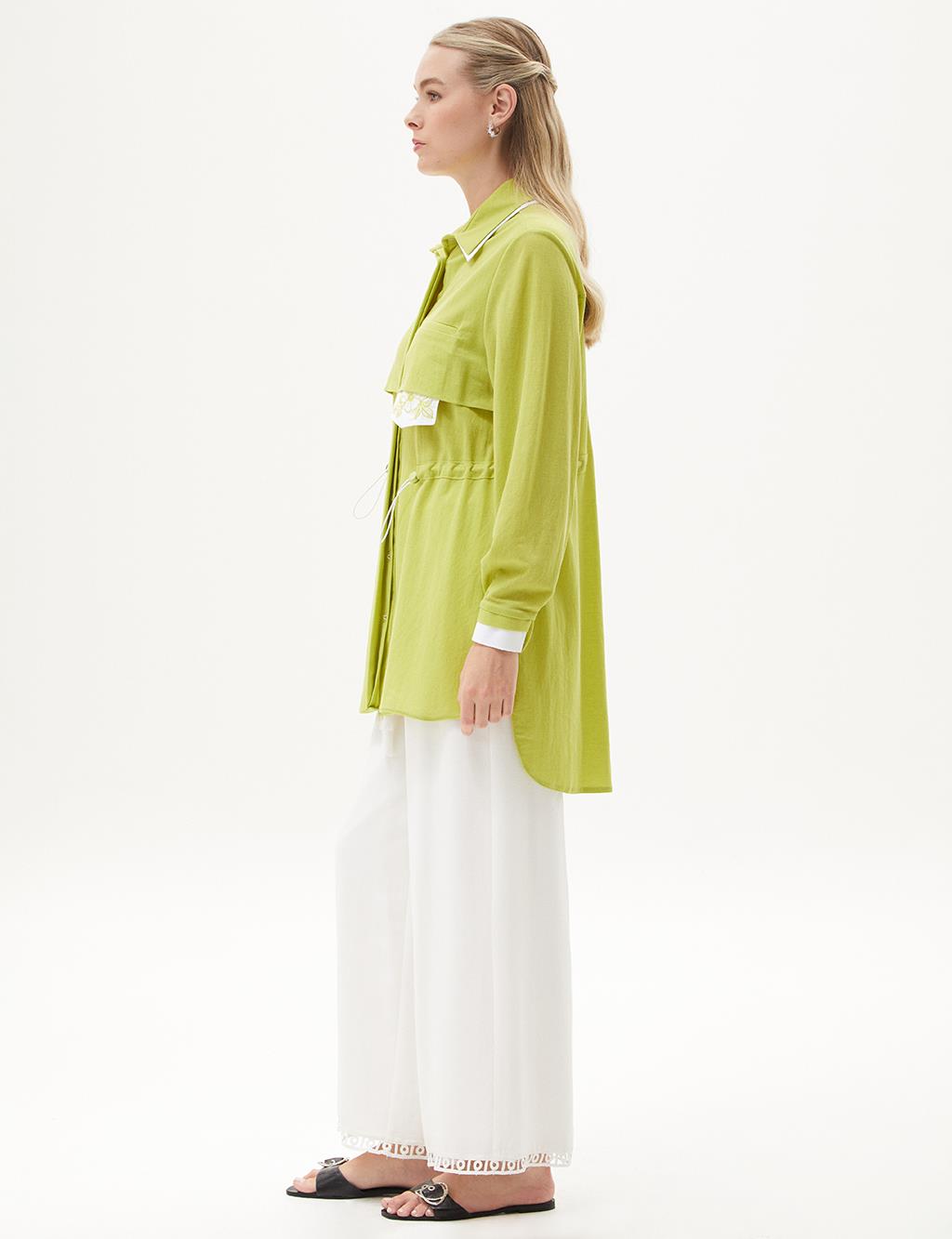 Embroidered Poplin Tunic Pistachio Green