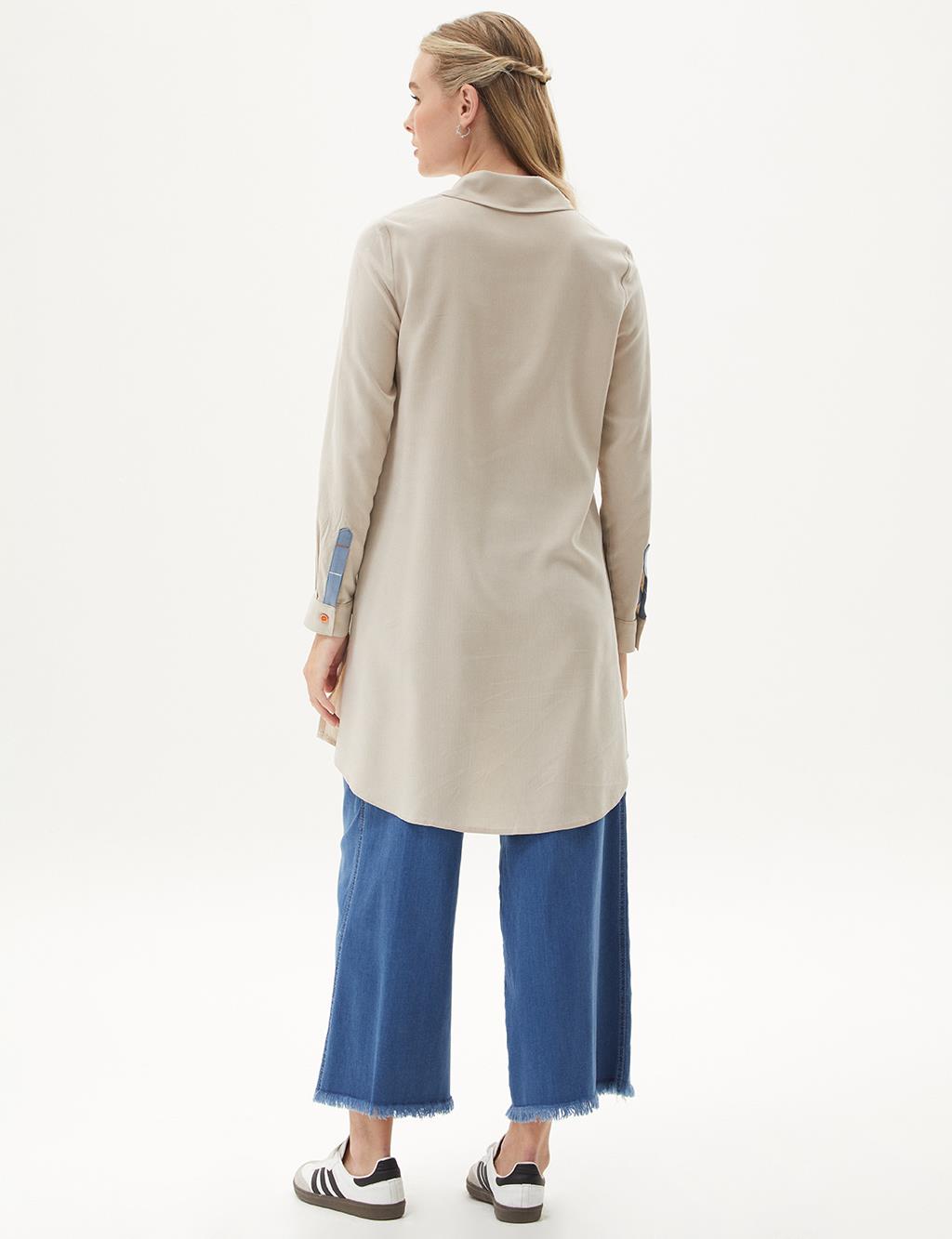 Stone-Embellished Rayon Tunic 