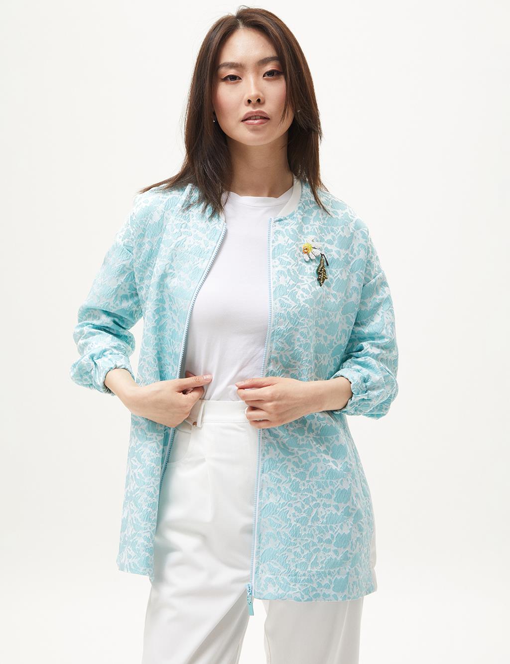 Zipper Closure Bomber Jacket Mint