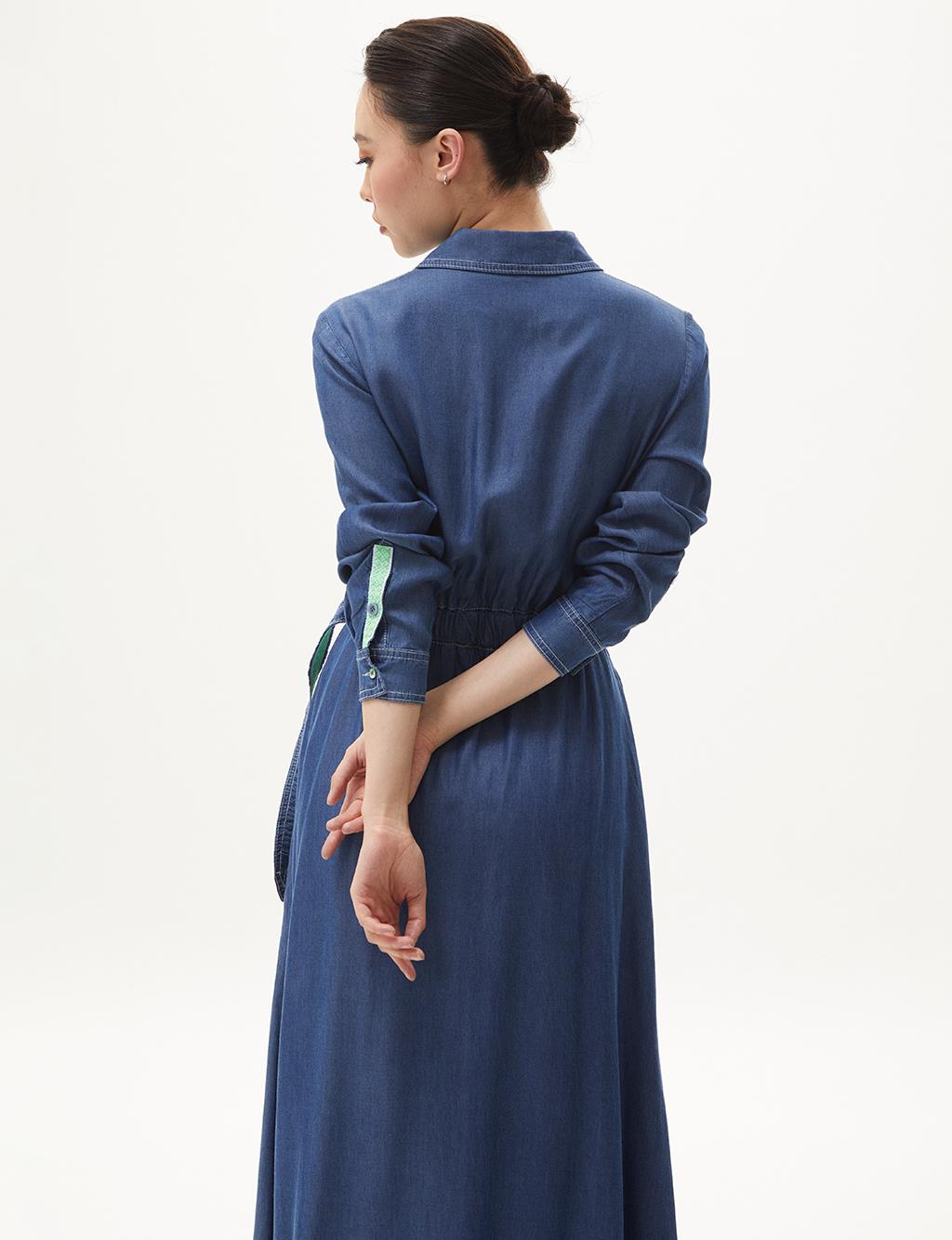 Elastic Waist Lyocell Dress Indigo