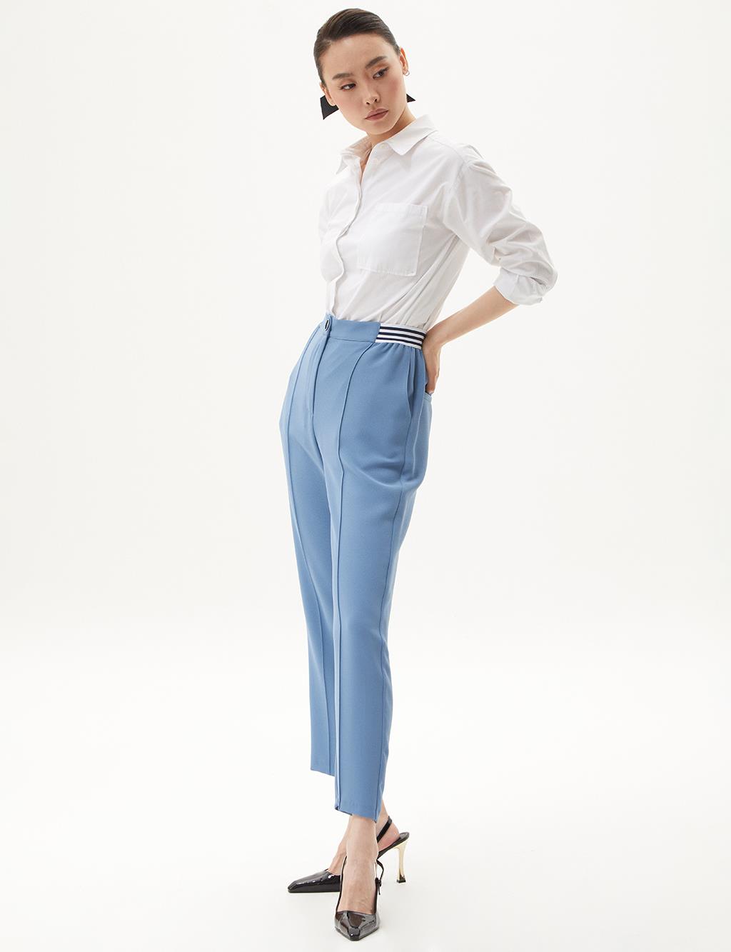 Piping Detailed Carrot Trousers Crown Blue