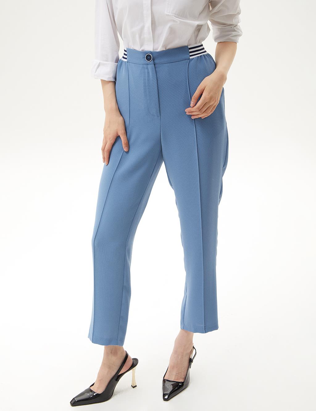 Piping Detailed Carrot Trousers Crown Blue