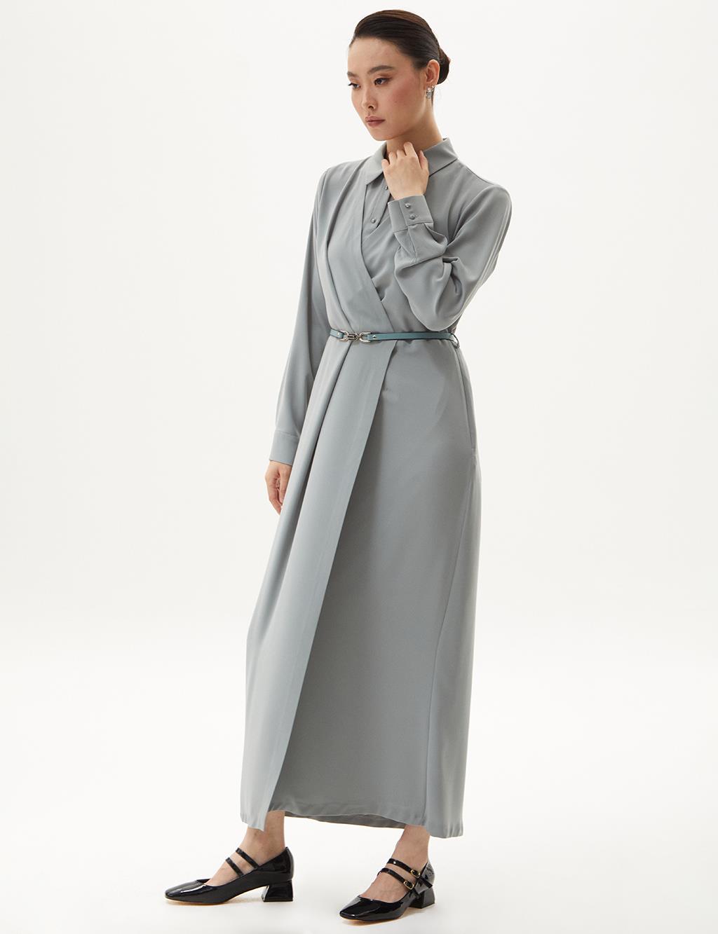 Half Patch Pleated Dress Mint