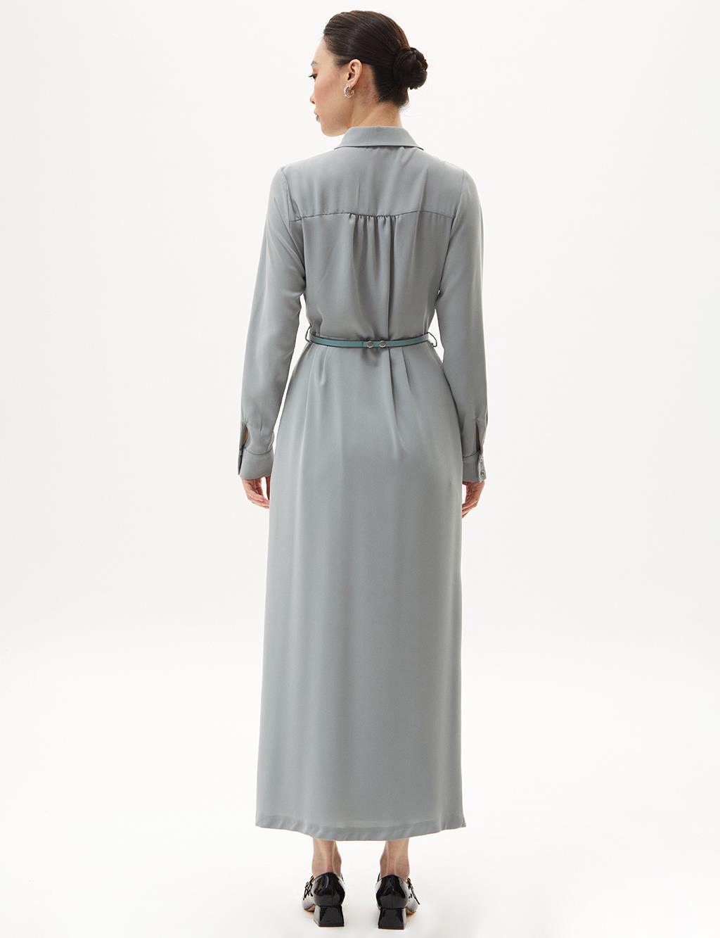 Half Patch Pleated Dress Mint