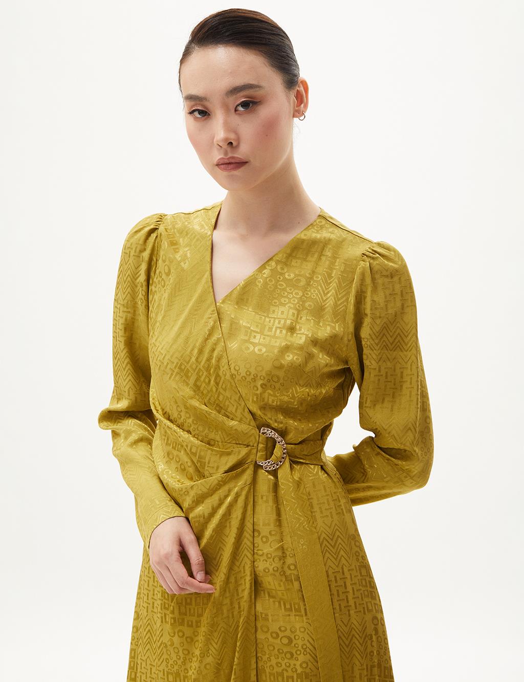 Stylish Dress Khaki with Metal Buckle Detail