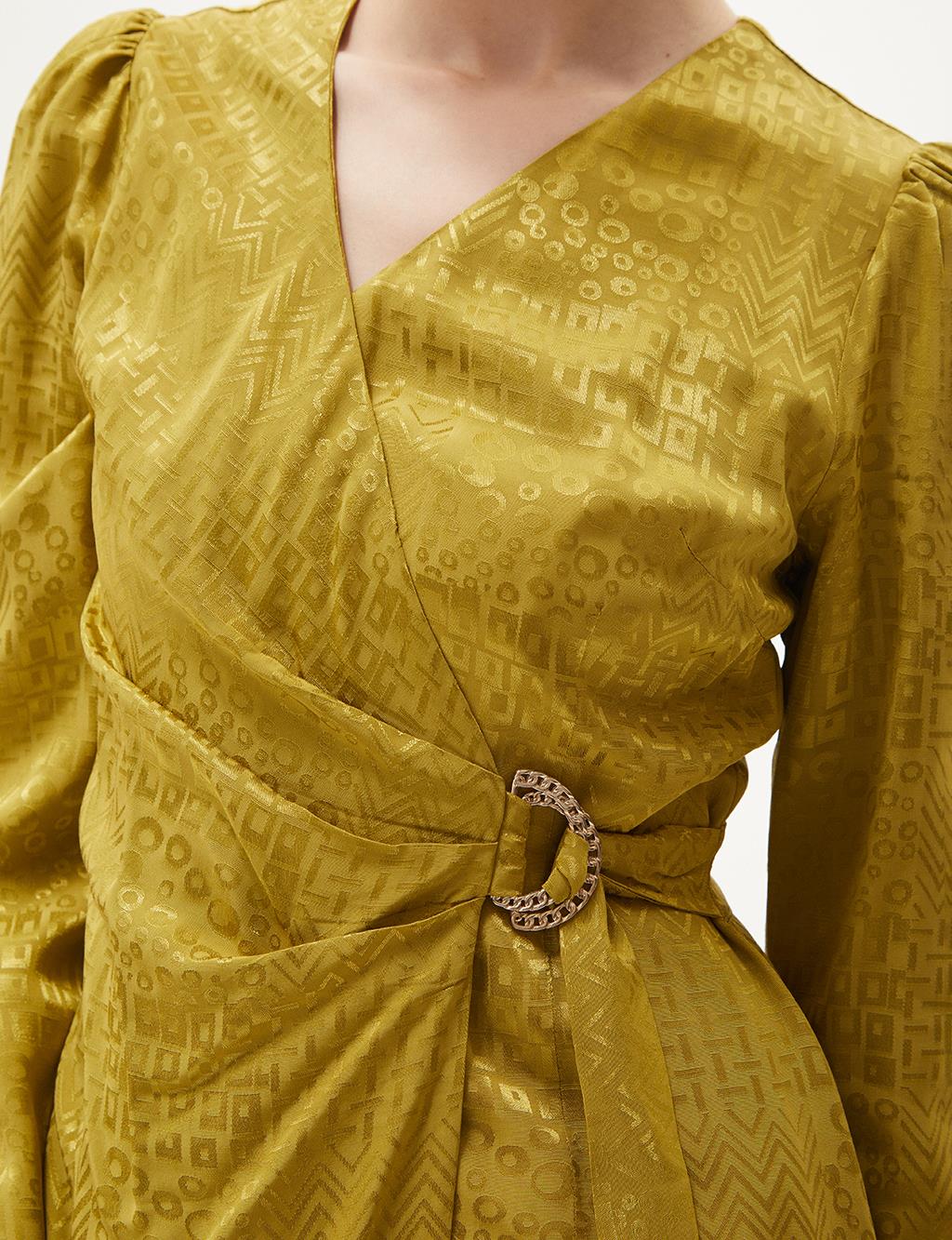 Stylish Dress Khaki with Metal Buckle Detail