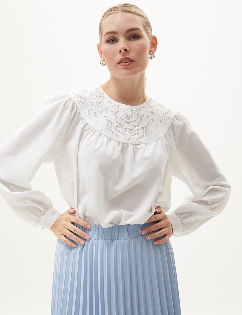 Lace Detailed Blouse Ecru