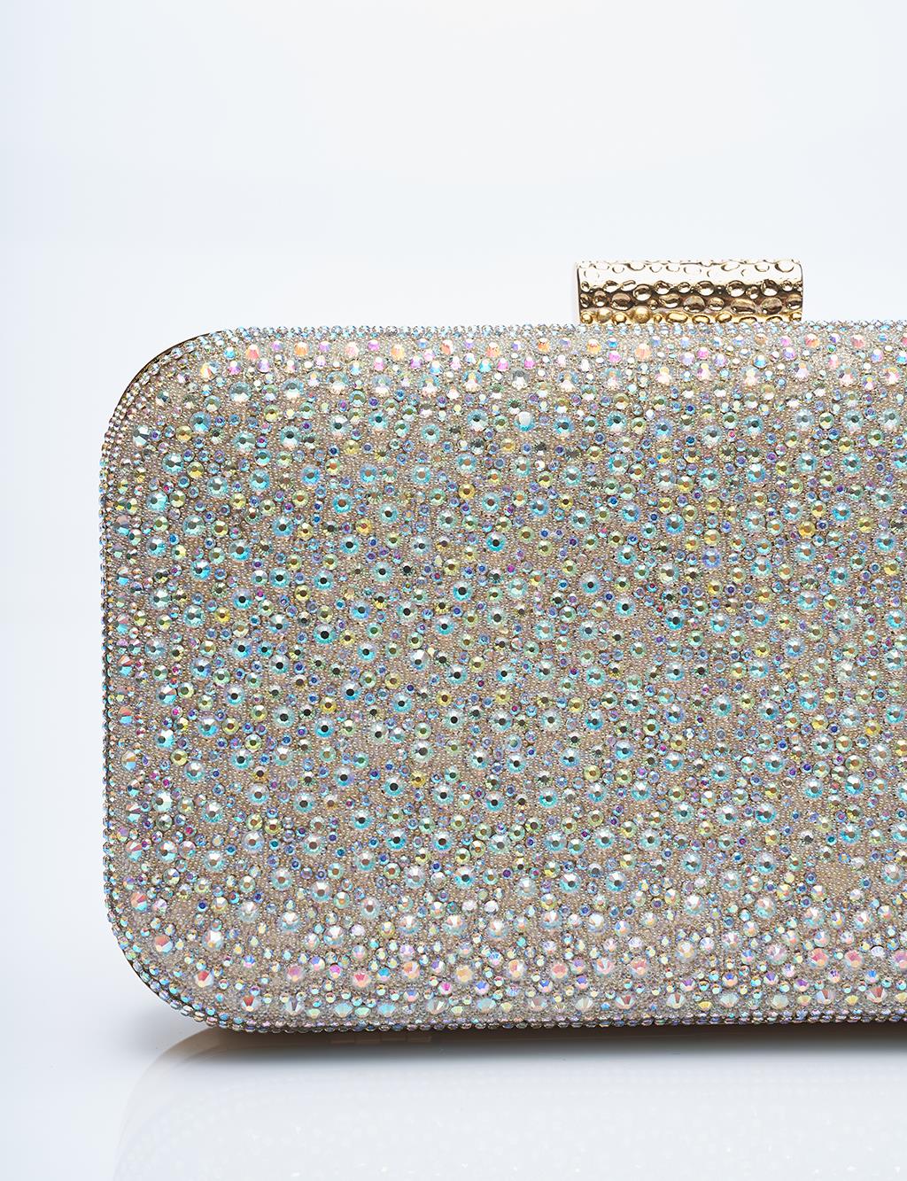 Stone-embellished Portfolio Bag Gold