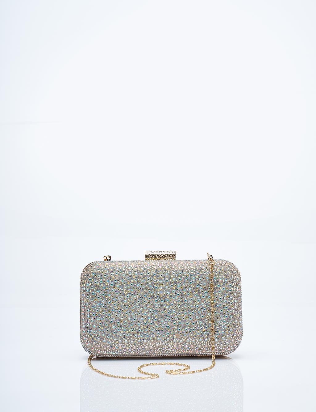 Stone-embellished Portfolio Bag Gold