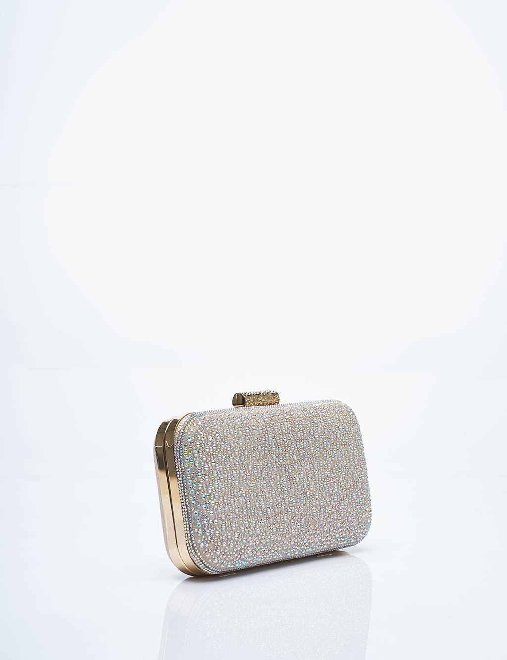 Stone-embellished Portfolio Bag Gold