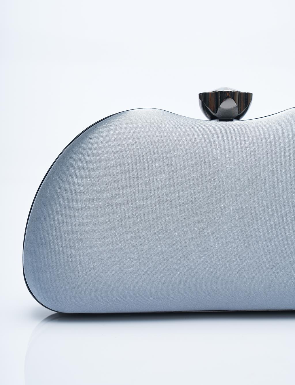 Stone-embellished Satin Portfolio Bag Gray