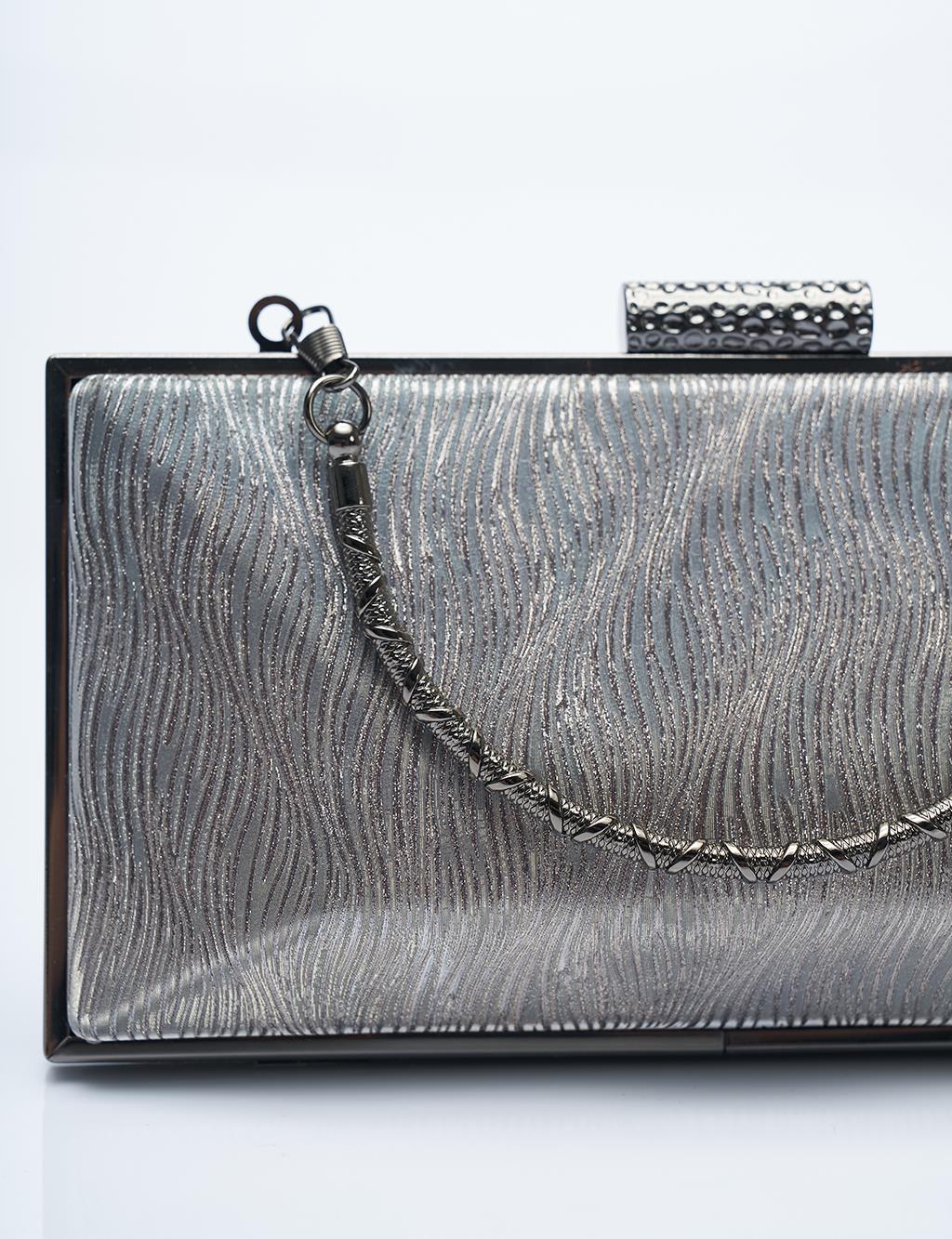 Sim Dokulu Portföy Çanta Gümüş 