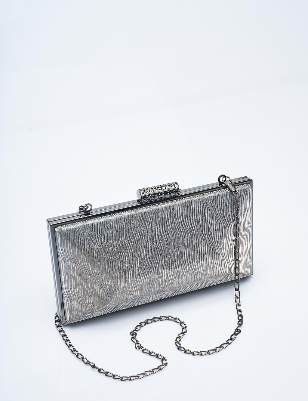 Sim Dokulu Portföy Çanta Gümüş 