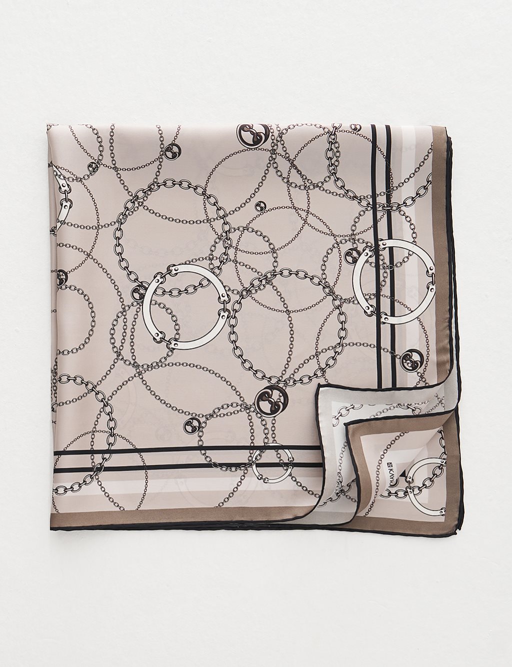 Chain Pattern Silk Scarf Gray