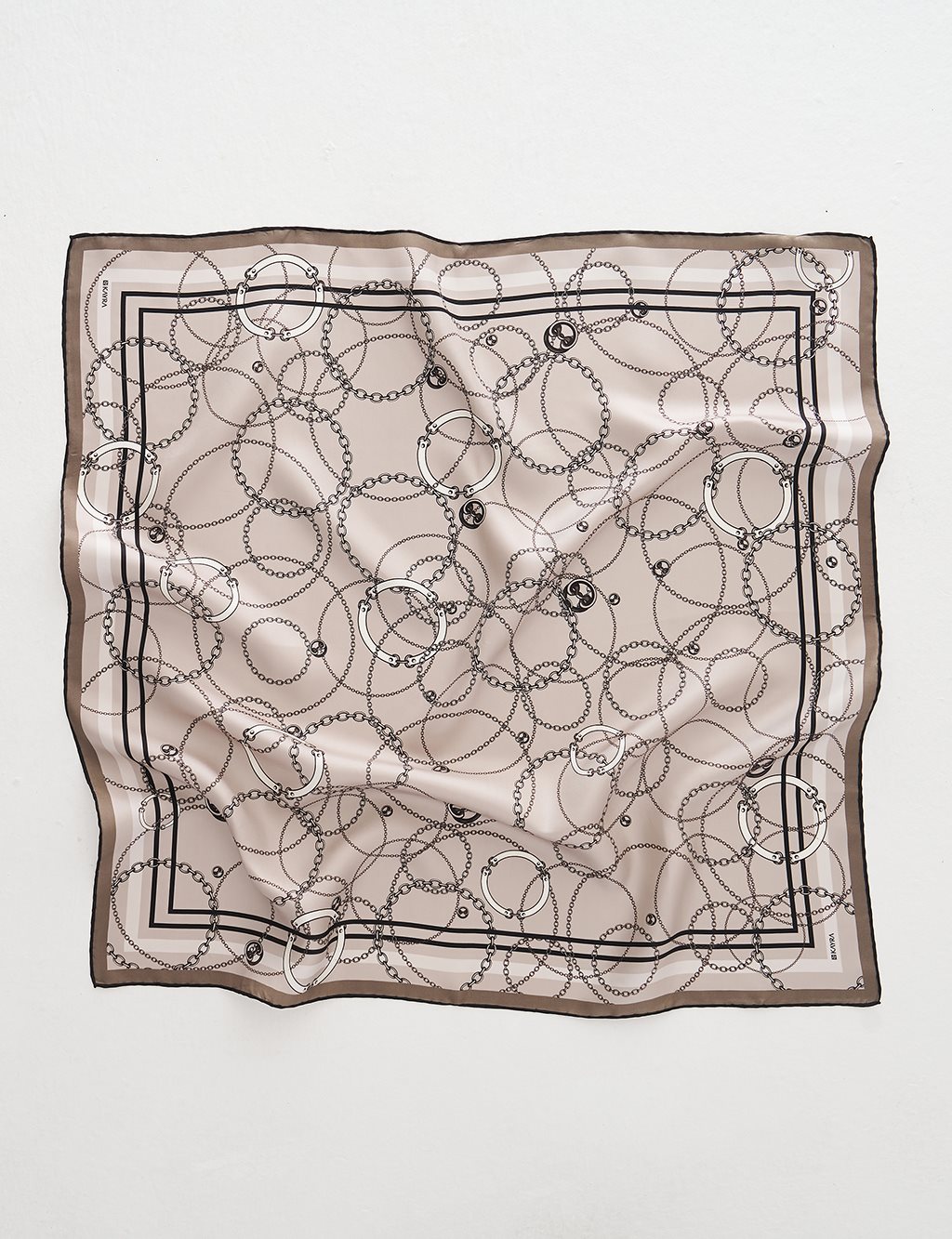 Chain Pattern Silk Scarf Gray