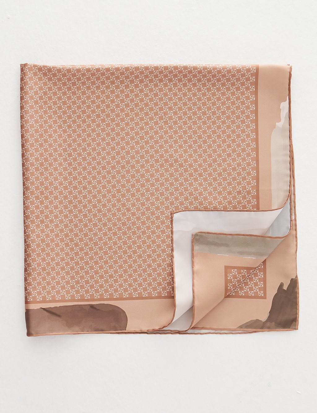 Monogram Scarf Camel with Abstract Patterned Frame