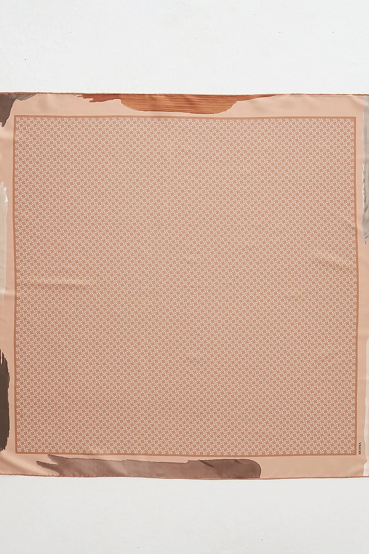 Monogram Scarf Camel with Abstract Patterned Frame