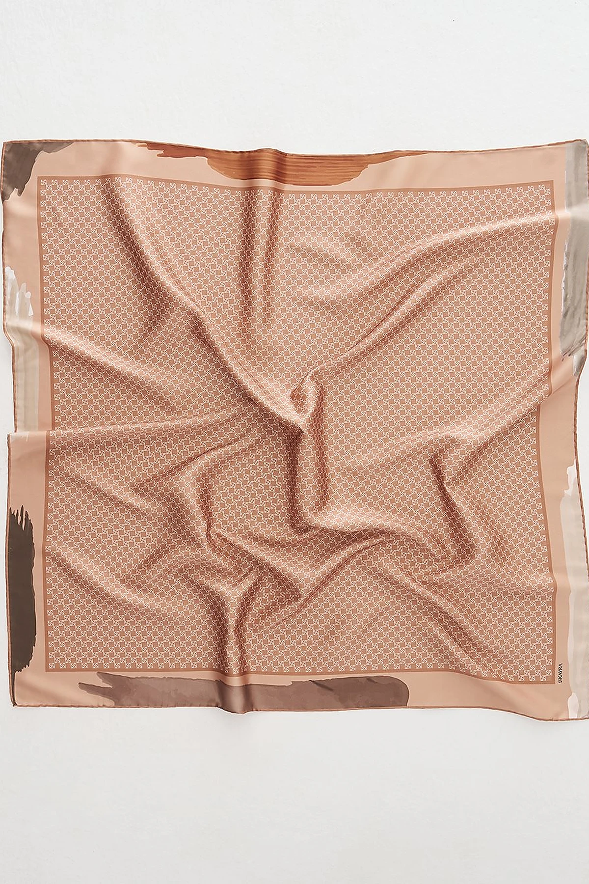 Monogram Scarf Camel with Abstract Patterned Frame