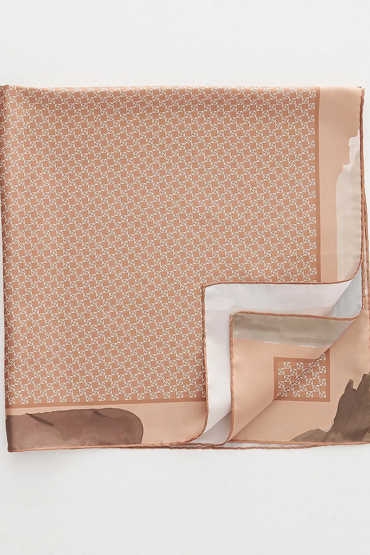 Monogram Scarf Camel with Abstract Patterned Frame