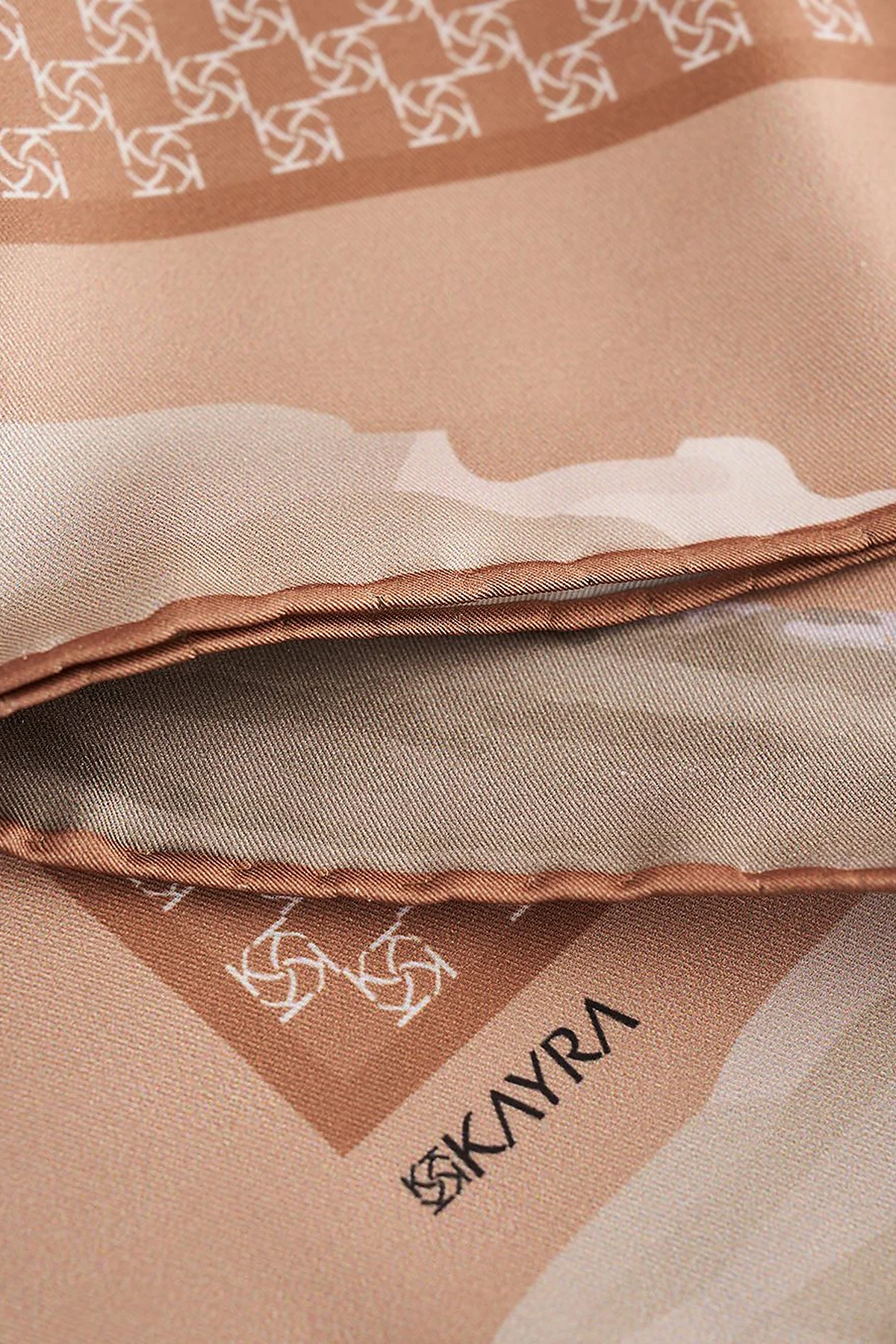 Monogram Scarf Camel with Abstract Patterned Frame