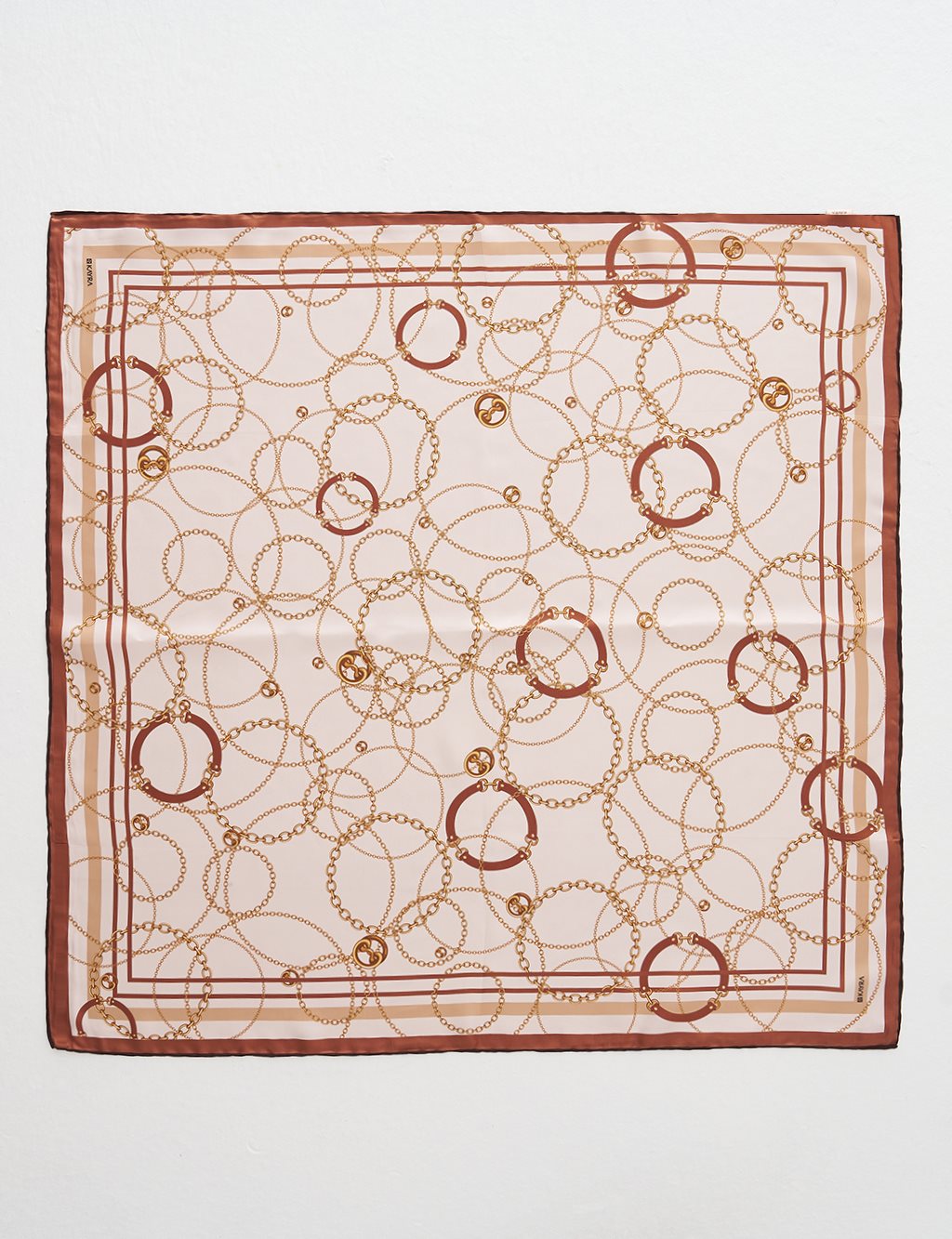 Chain Pattern Silk Scarf Beige