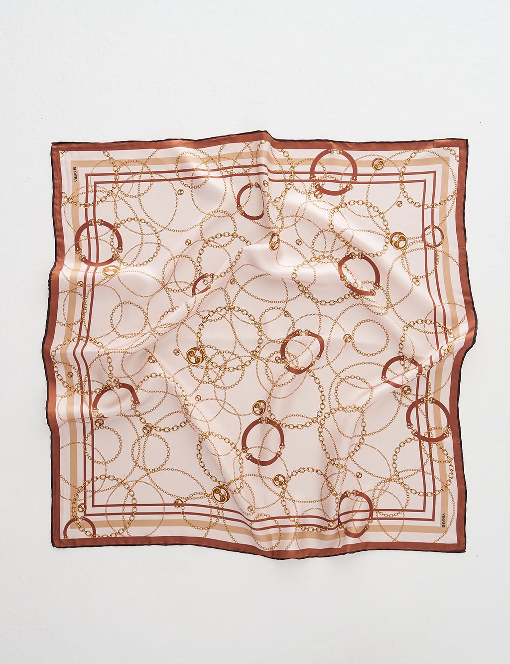 Chain Pattern Silk Scarf Beige