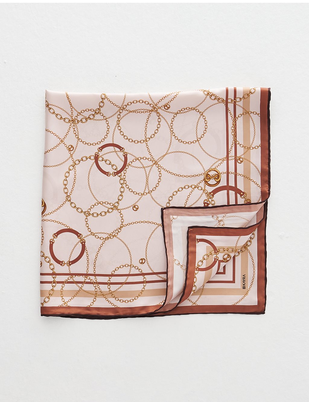 Chain Pattern Silk Scarf Beige