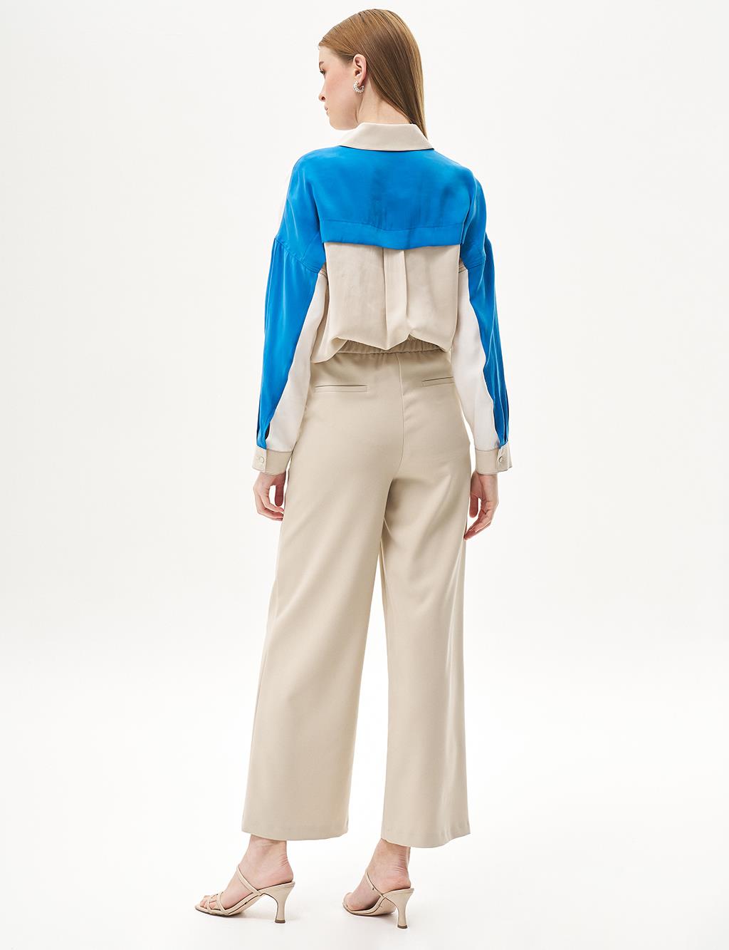 Elastic Waist Wide Leg Pants Stone