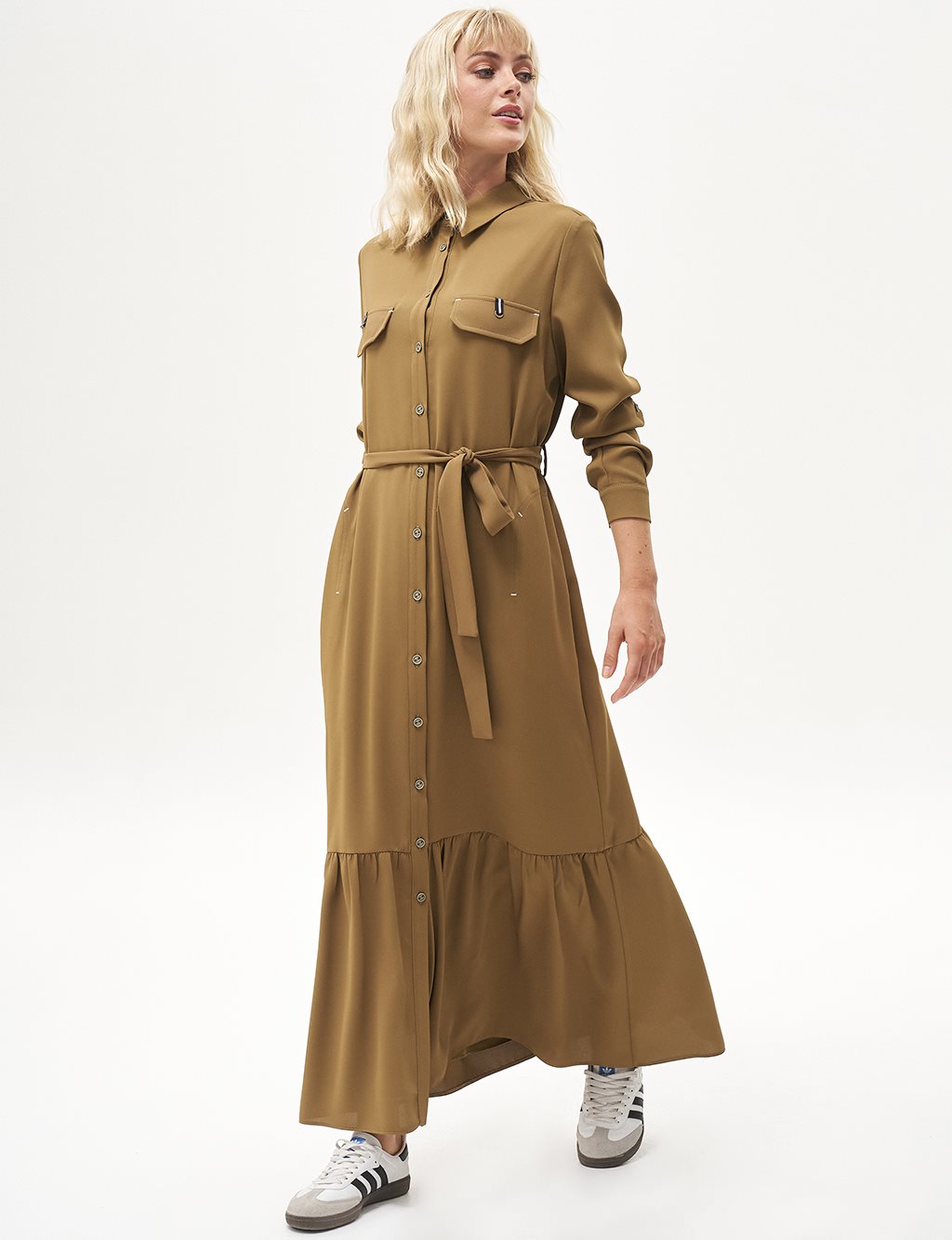 Khaki Belted Dress