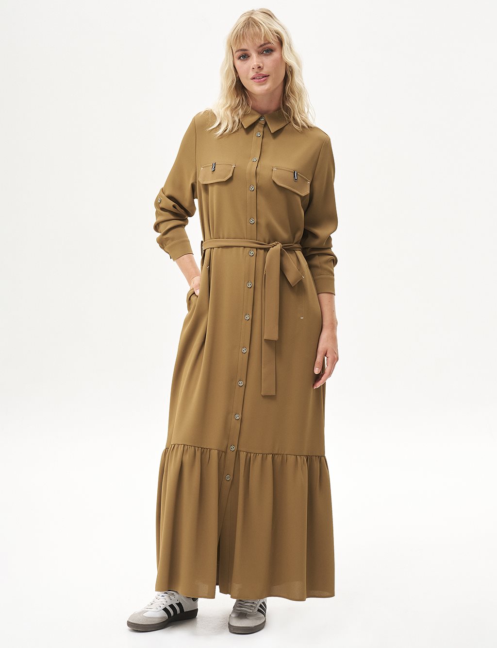 Khaki Belted Dress