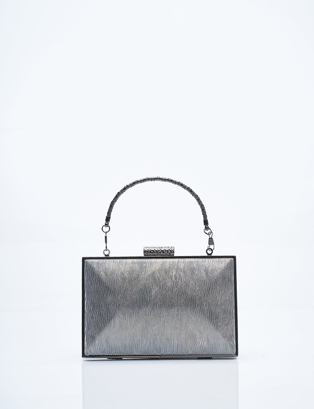 Glitter Textured Portfolio Bag Silver