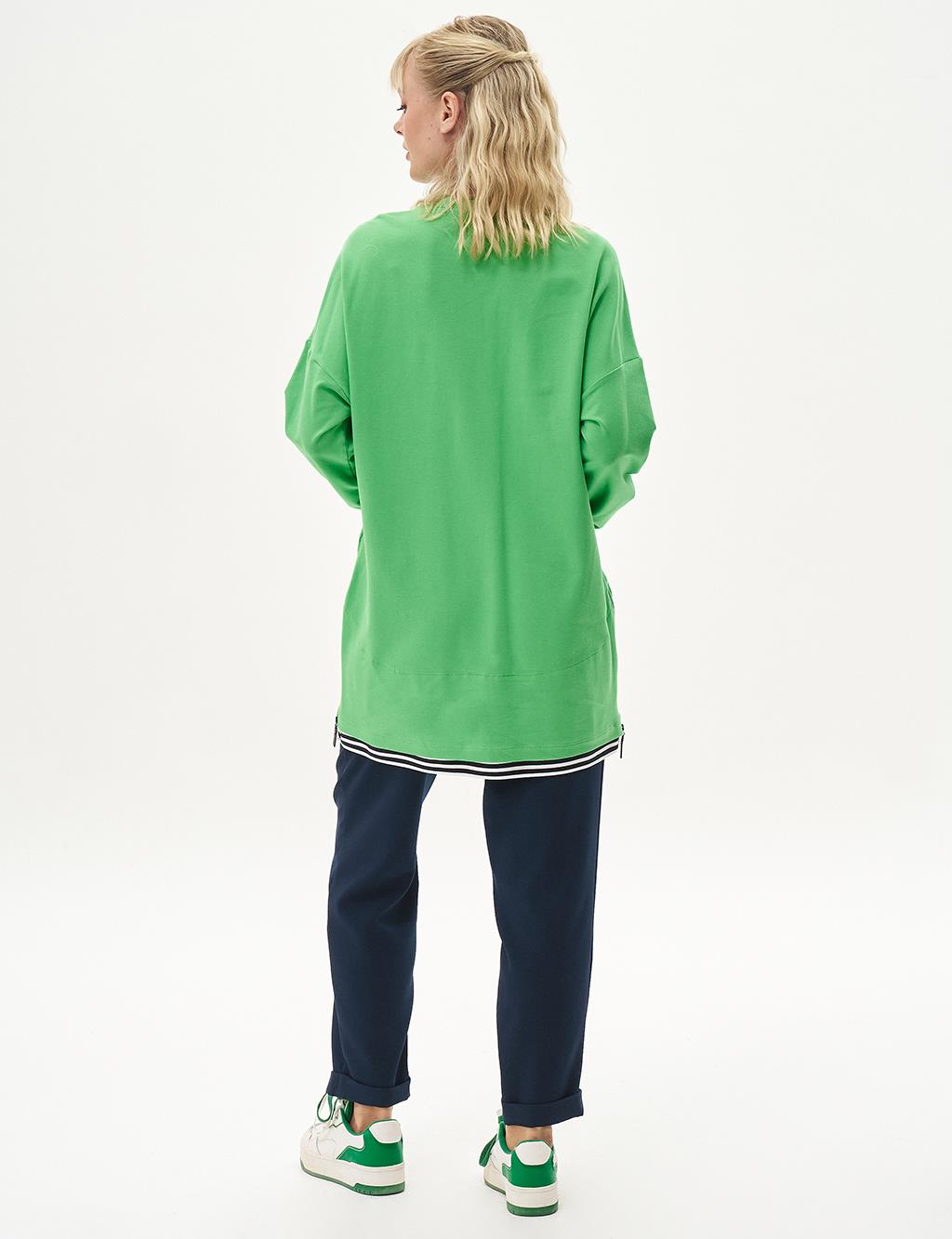 Ribbed Half-Zip Sweatshirt Clover Green