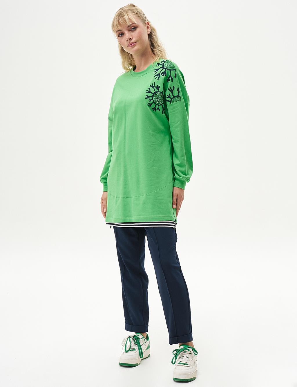 Ribbed Half-Zip Sweatshirt Clover Green