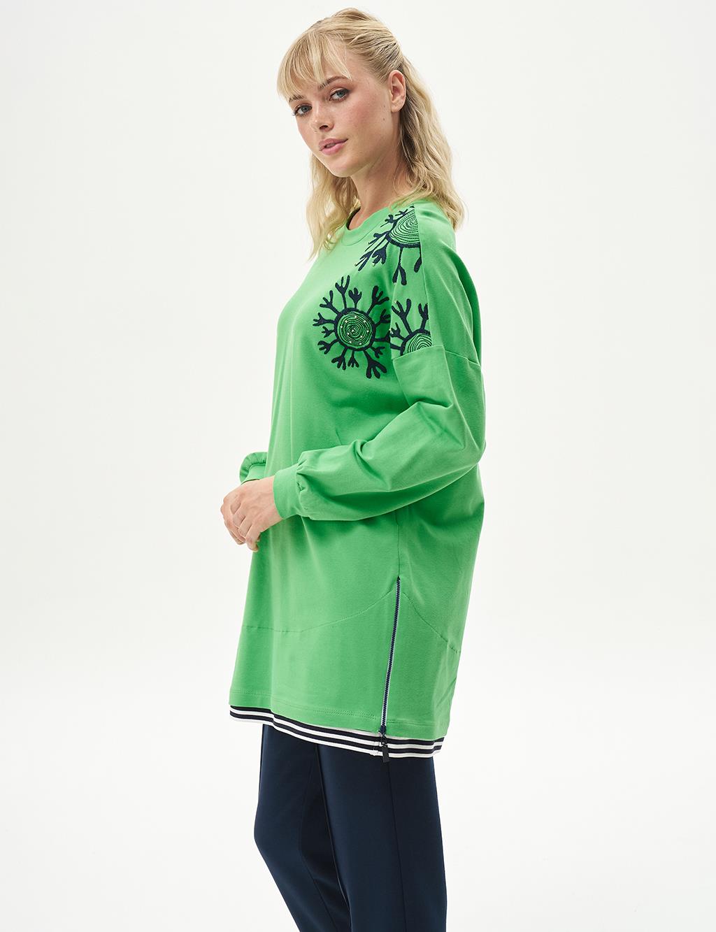 Ribbed Half-Zip Sweatshirt Clover Green