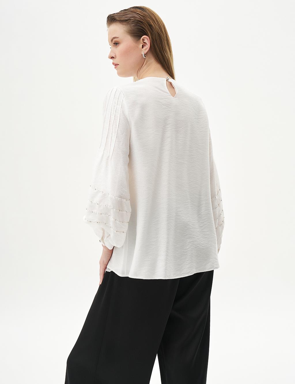 Bead Embroidered Blouse Optical White