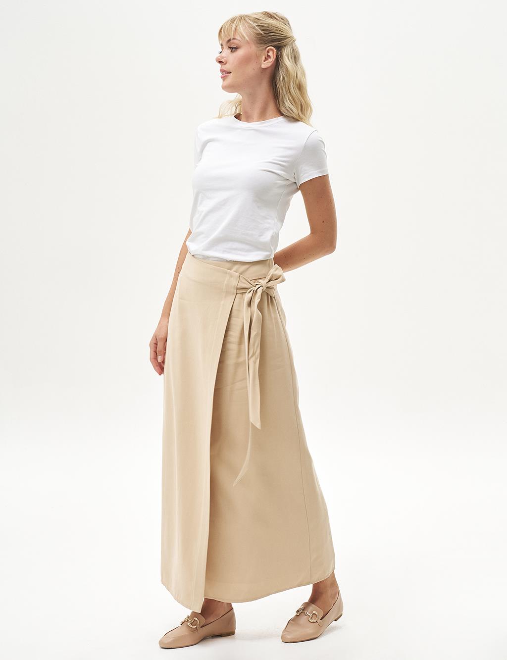 Rayon Wrap Skirt Beige