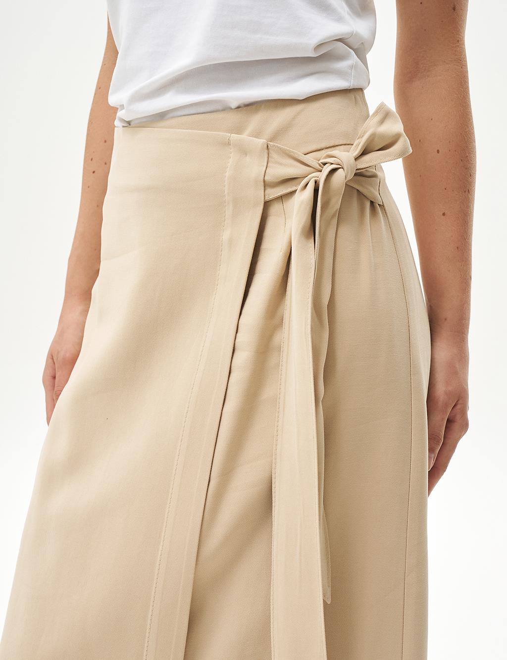 Rayon Wrap Skirt Beige