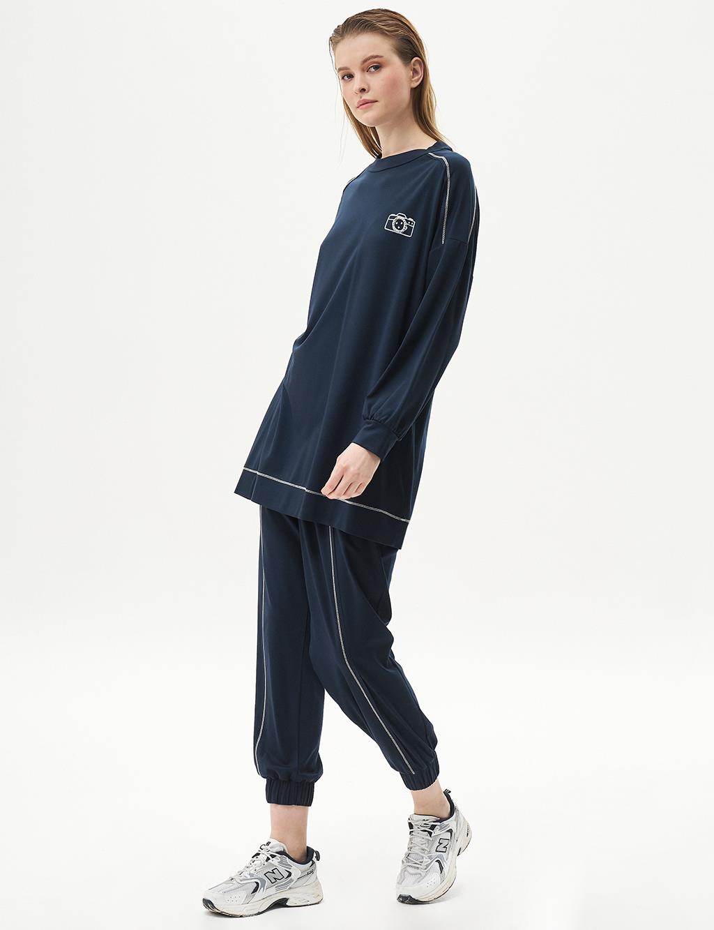 Logo Double Suit Dark Navy Blue