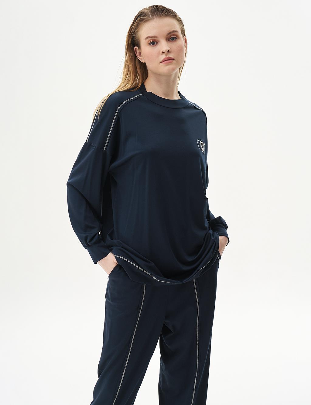 Logo Double Suit Dark Navy Blue