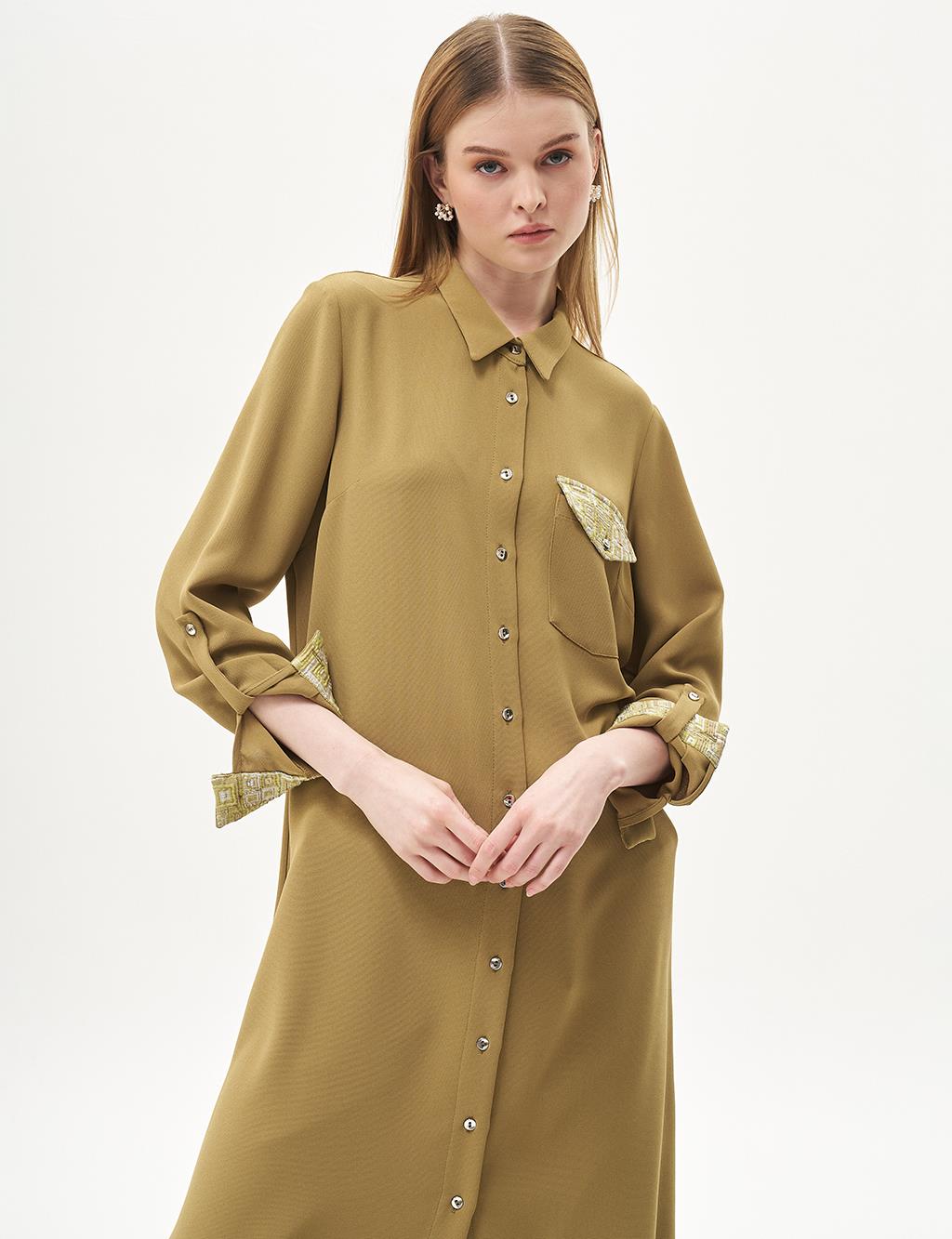 Single Pocket Full Length Tunic Khaki
