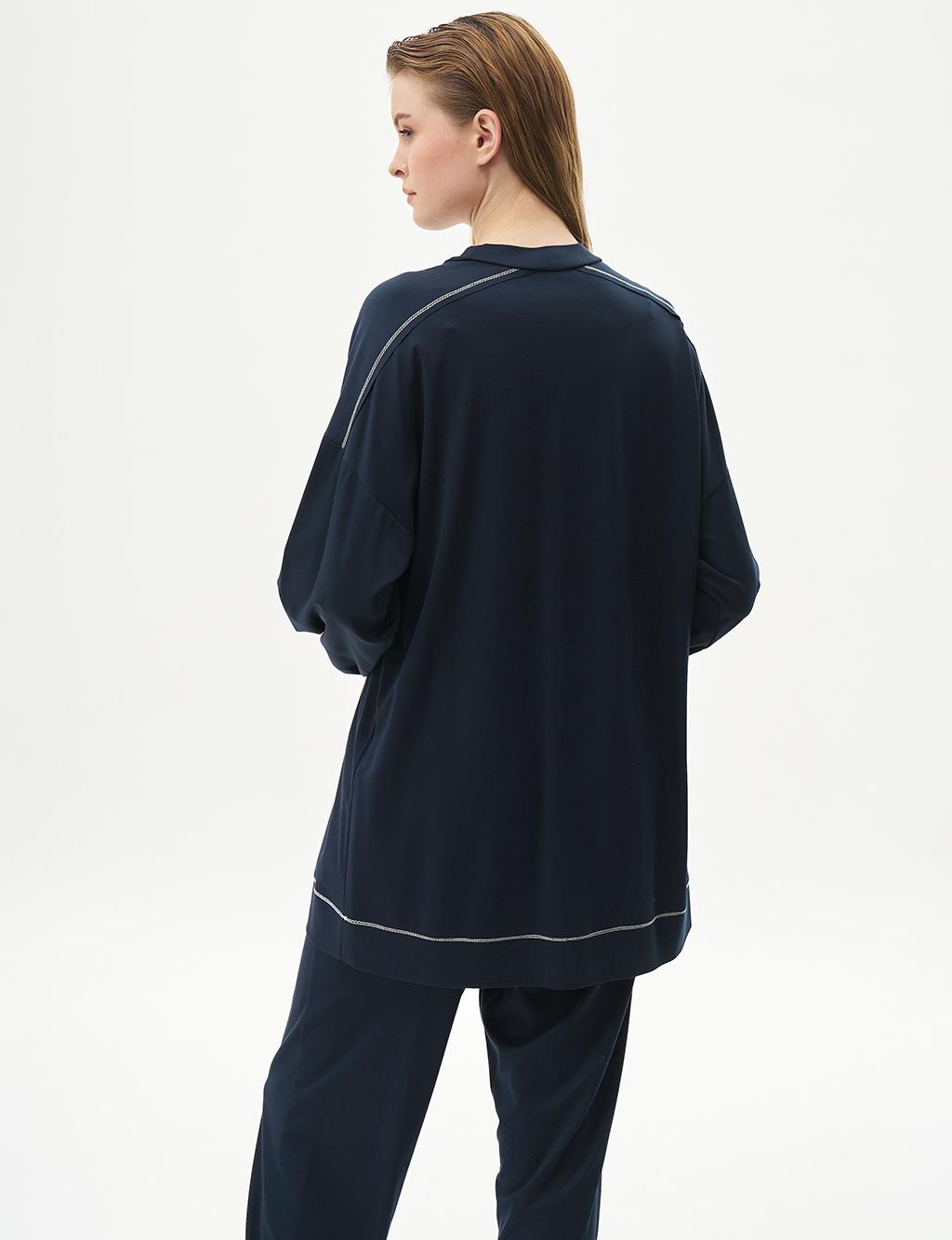 Logo Double Suit Dark Navy Blue