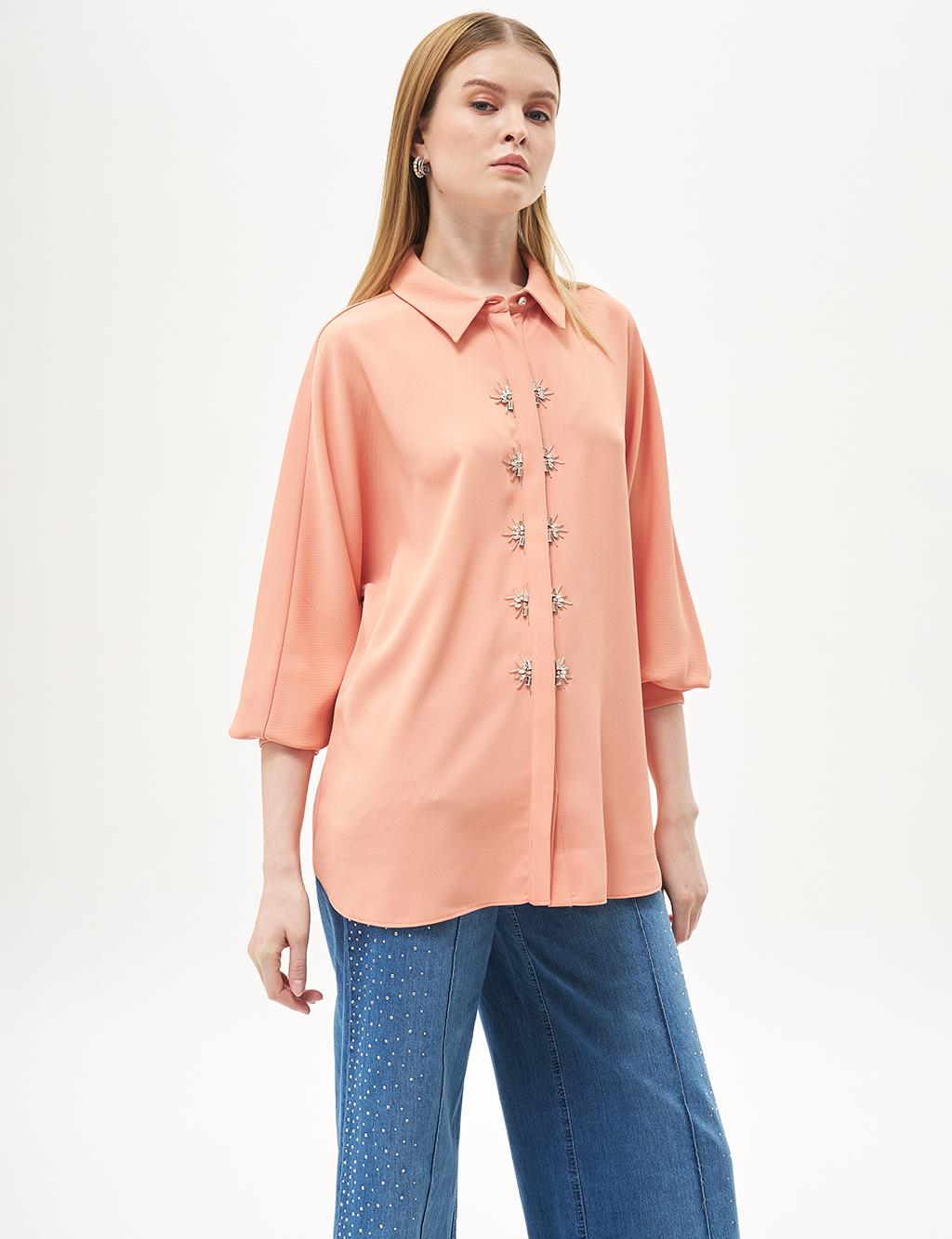 Stone-Embroidered Tunic Peach