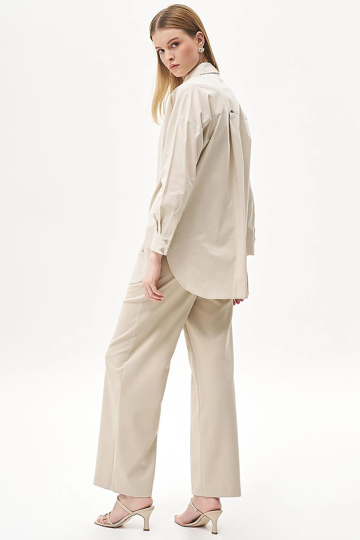 Stone Embellished Poplin Tunic Stone