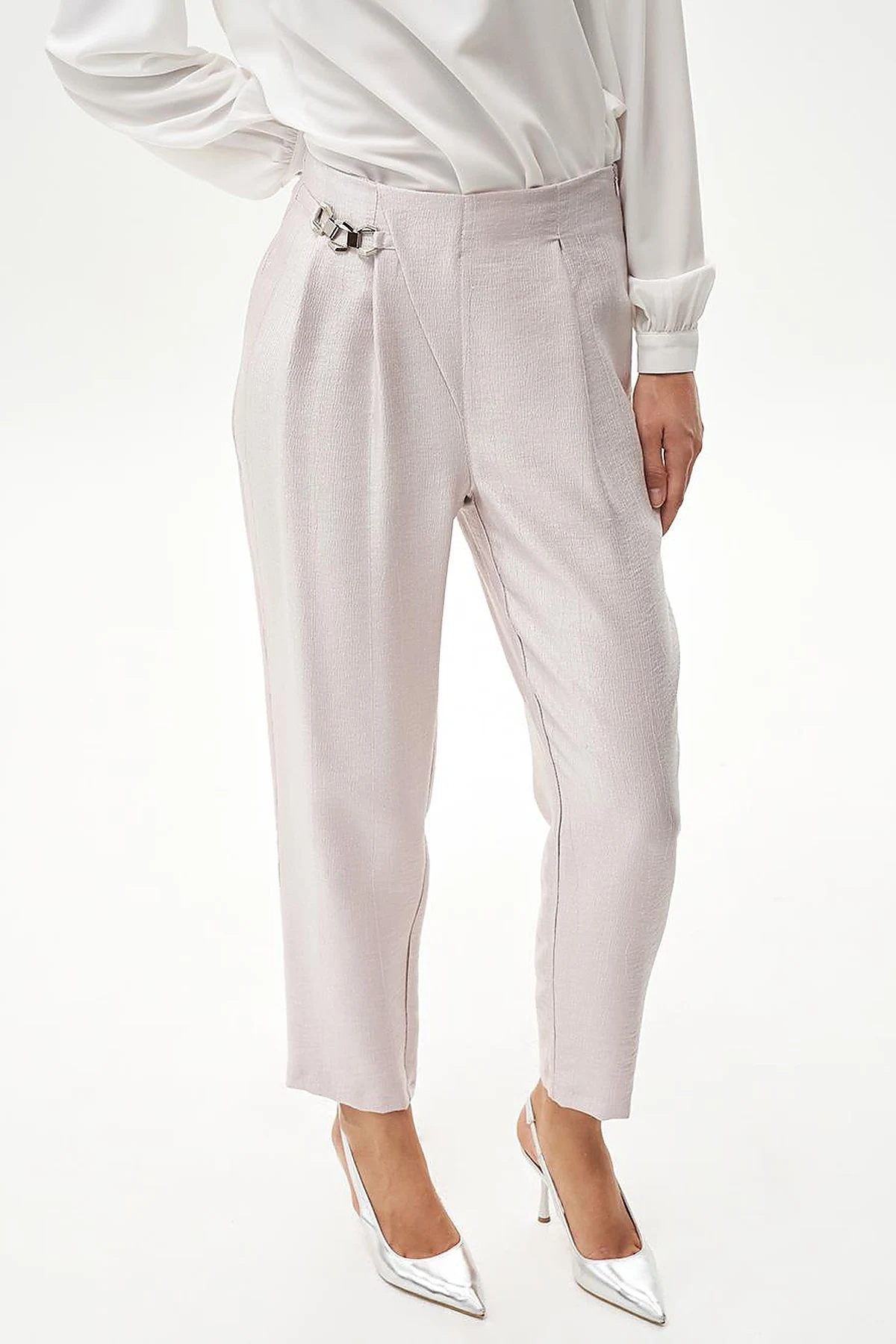 Jacquard Accessory Detailed Carrot Pants Powder