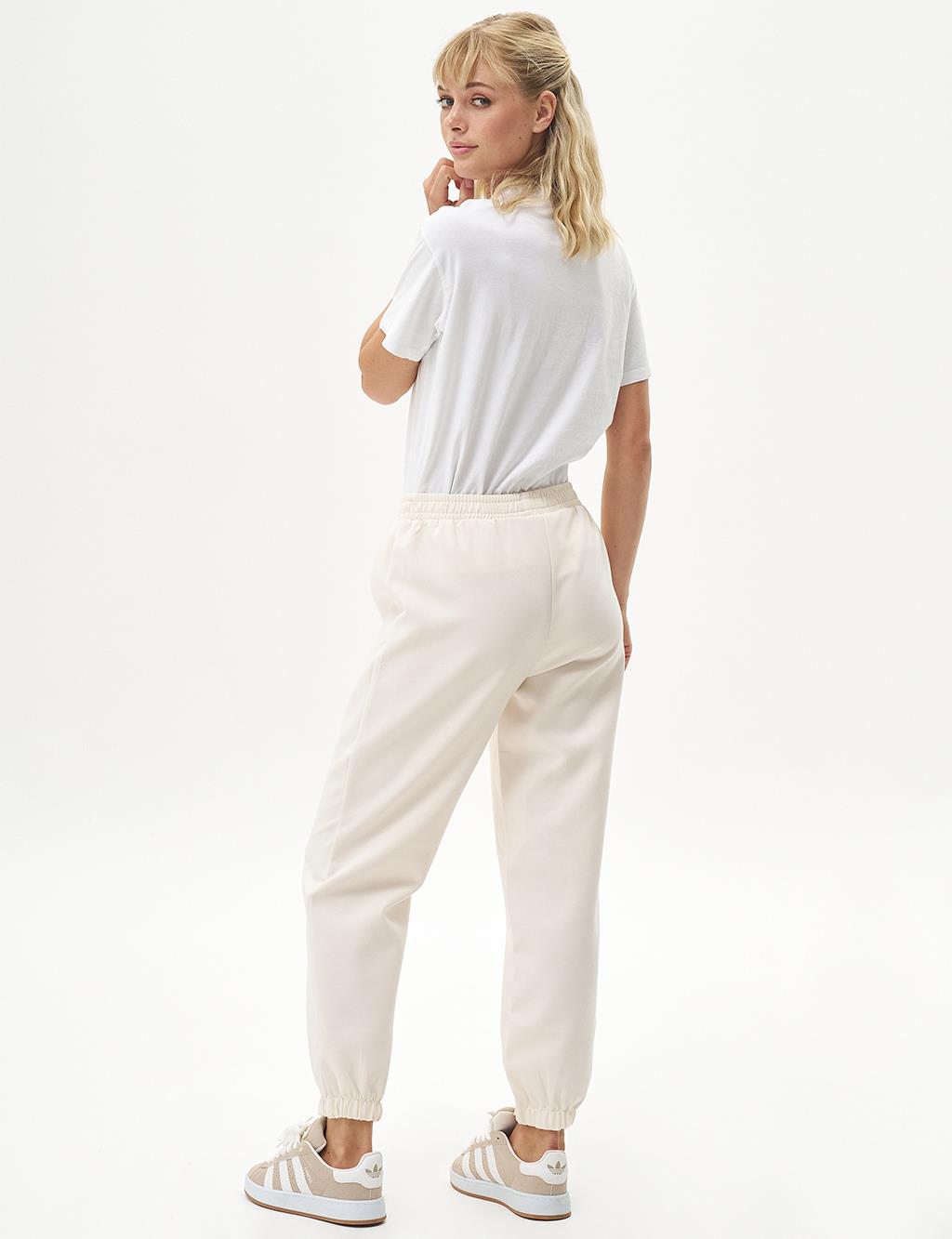 Elastic Waist Jogger Pants Cream